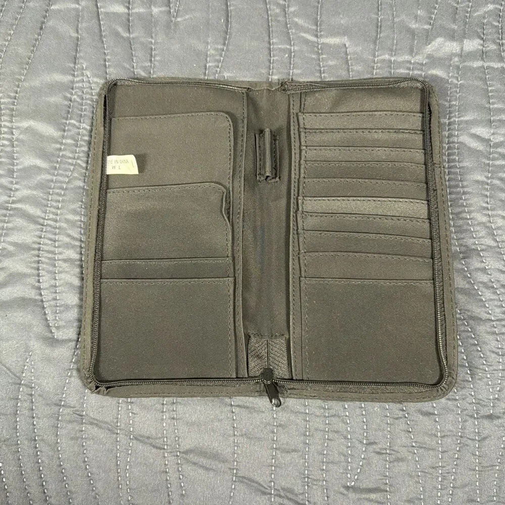 American Tourister Black Zip Around Travel Wallet Passport Document Organizer